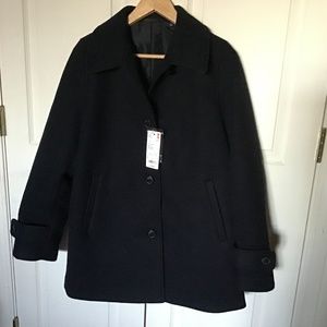 NWT Uniqlo Women Oversized Wool blend Brushed Short Coat Jacket Navy Size S